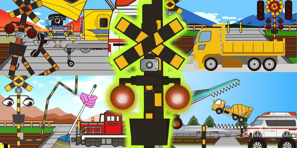 踏切アニメ　子供向け　 変形・診察・修理する電車・動画人気ベスト５まとめ　Railroad Crossing and train railway level crossover